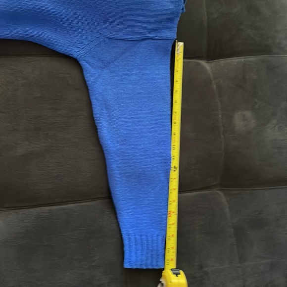 Lauren, blue cotton sweater, long length, shorter sleeves, size M, like new. - Picture 6 of 6